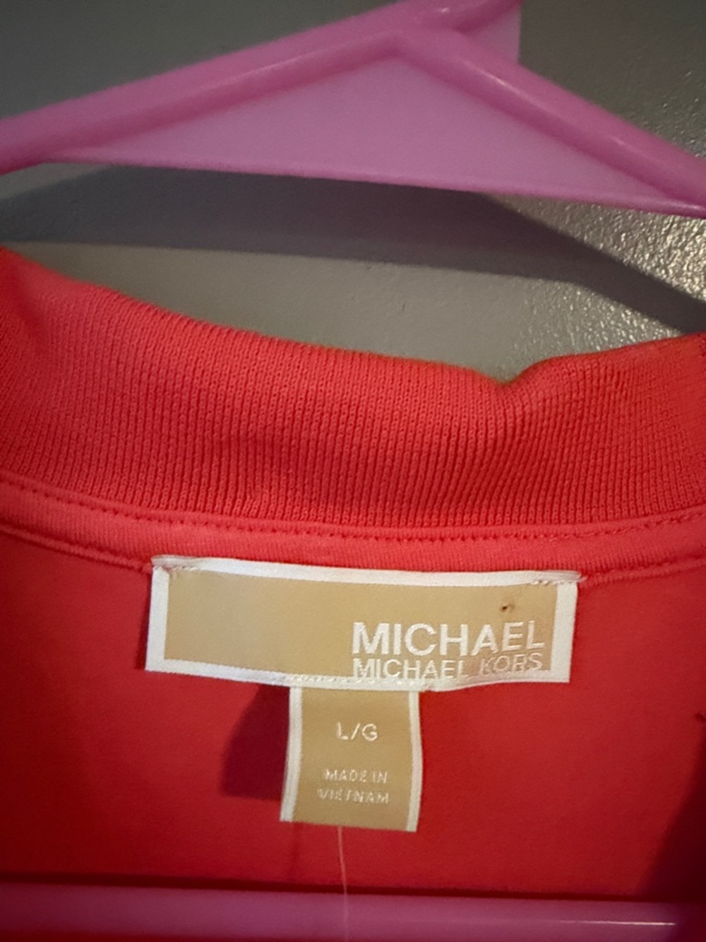 NWT Michael Kors Coral Short-Sleeve Polo Top - Picture 3 of 3